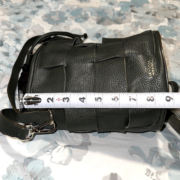 Lia Numa Bags Lia Numa Genuine Italian Woven Pebble Leather Military Green Drawstring Top